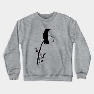 Hummingbird on Branch Black Bird Silhouette Crewneck Sweatshirt